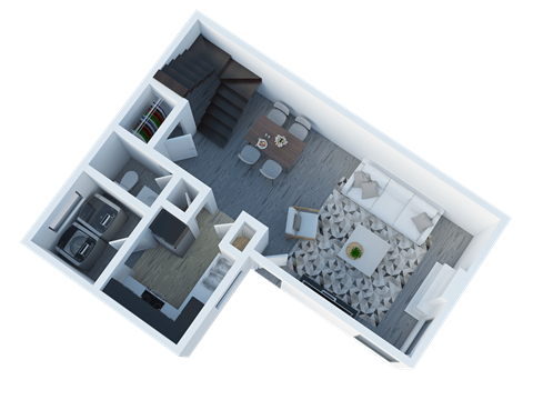 Floor plan for 2 beds, 2.5 baths, 1173 sqft